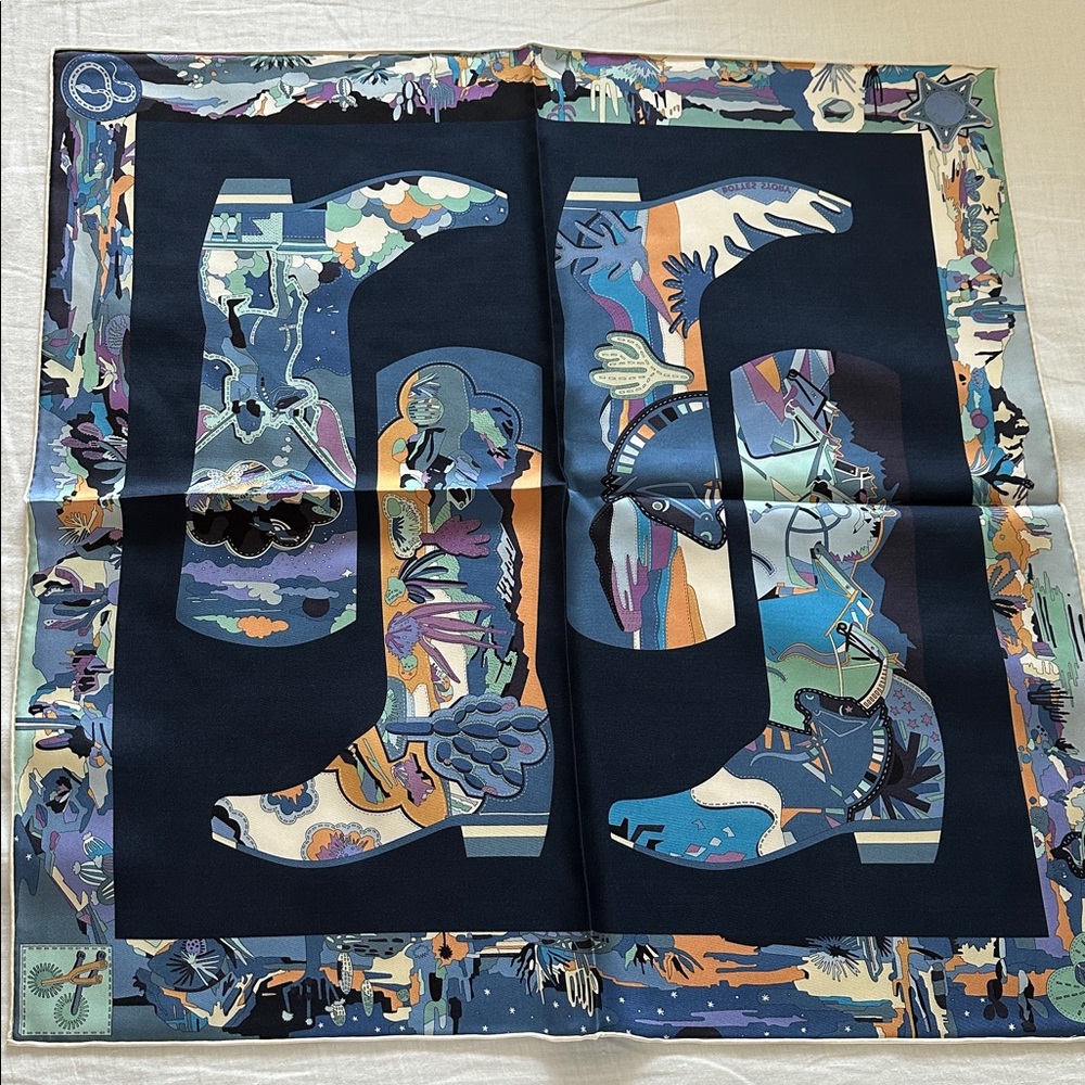 New Silk square 25.5inch Colorful Boot Print Scarf
